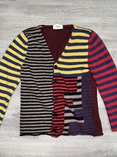 Fendi Kids Wool Striped V-Neck Long Sleeve Cardigan Sweater Multicolor Size 6A