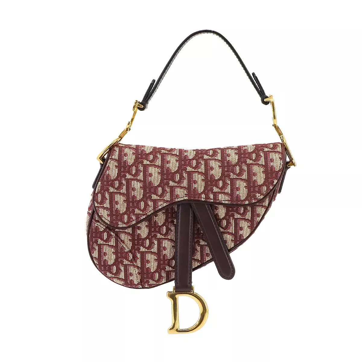 Mini sac à main Christian Dior selle toile cuir bordeaux 90233763