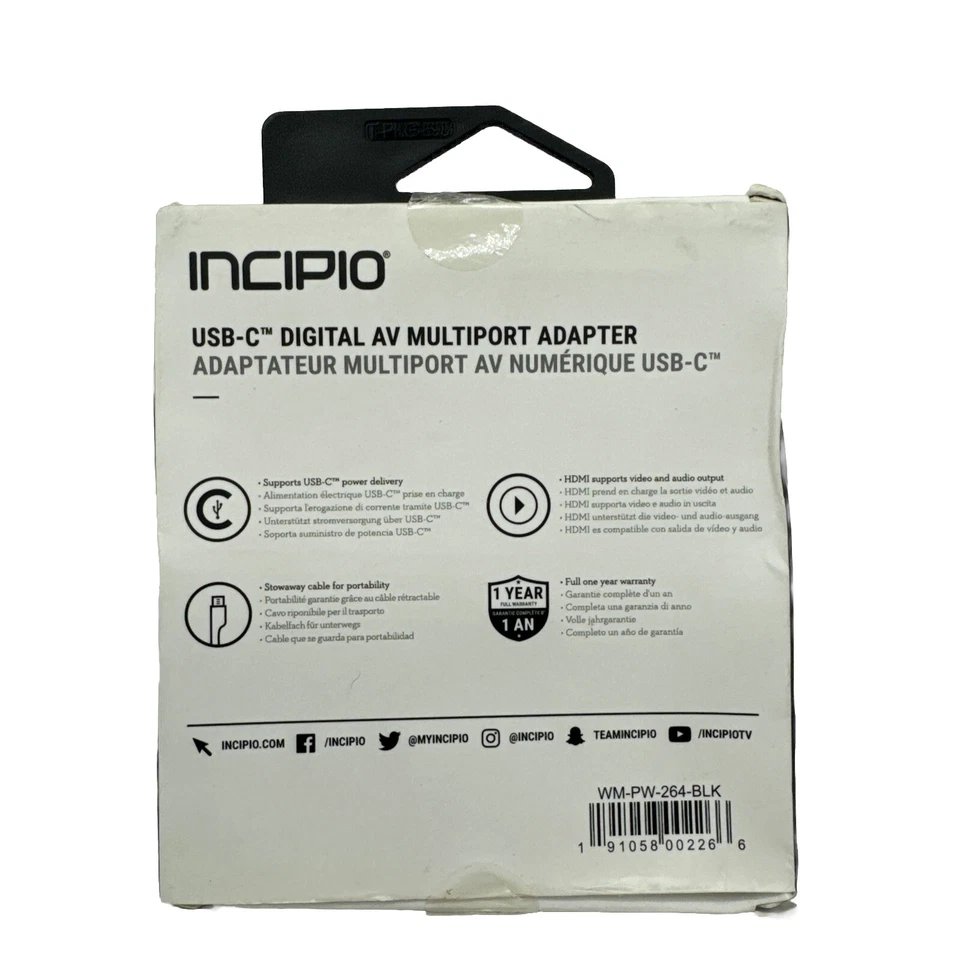 Incipio USB-C Digital AV Multiport Adapter WM-PW-264-BLK Apple MacBook - Image 2 of 2