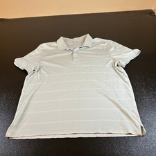 Calvin Klein Golf Polo Shirt Striped Short Sleeve Light Blue White Mens Large