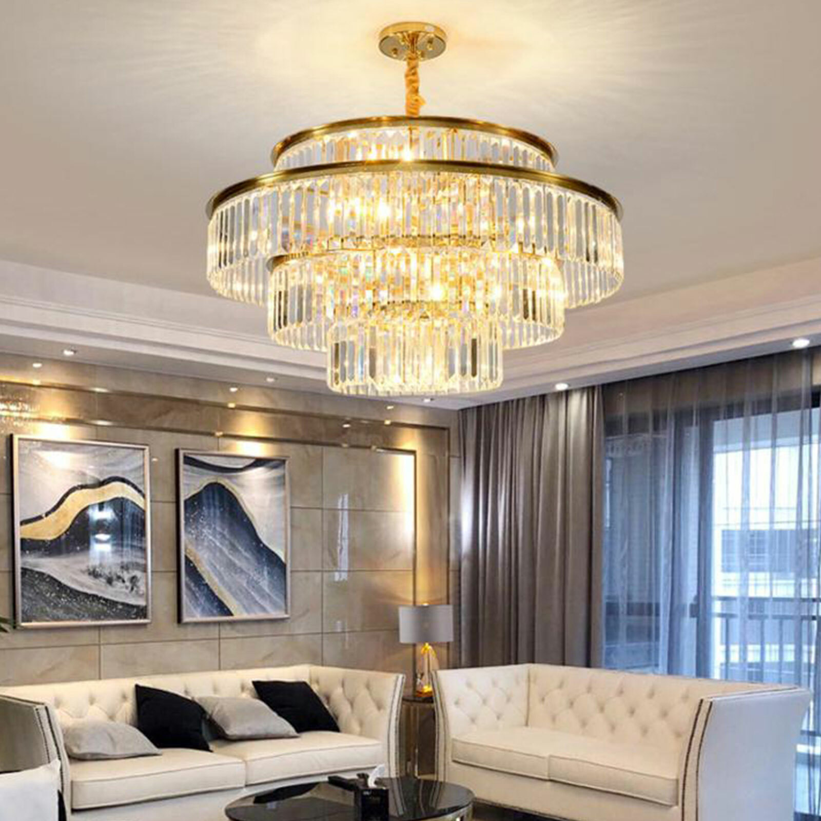 Crystal Chandelier Luxury LED Pendant Lamp Ceiling Lighting Fixture Living Room