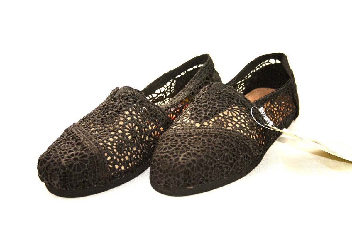 Crochet Womens Toms Moroccan Crochet Black TOMS Women's Alpargata