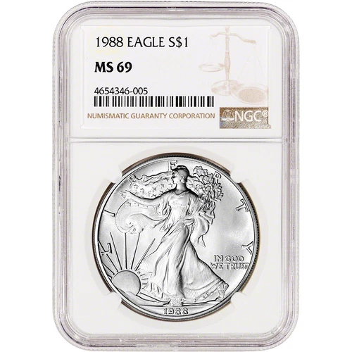 1988 American Silver Eagle Coin - NGC MS69