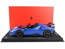 FERRARI SF90 XX SPIDER DINO BLUE & DISPLAY CASE 1/18 MODEL CAR BY BBR P 18238 A