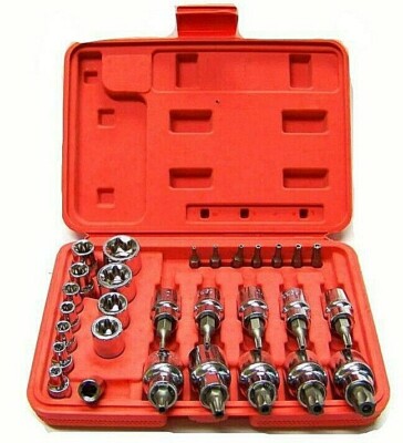 30pc Male Tamper Proof Star Bit & Female E Socket Set Torx Driver Bits Tool CR-V