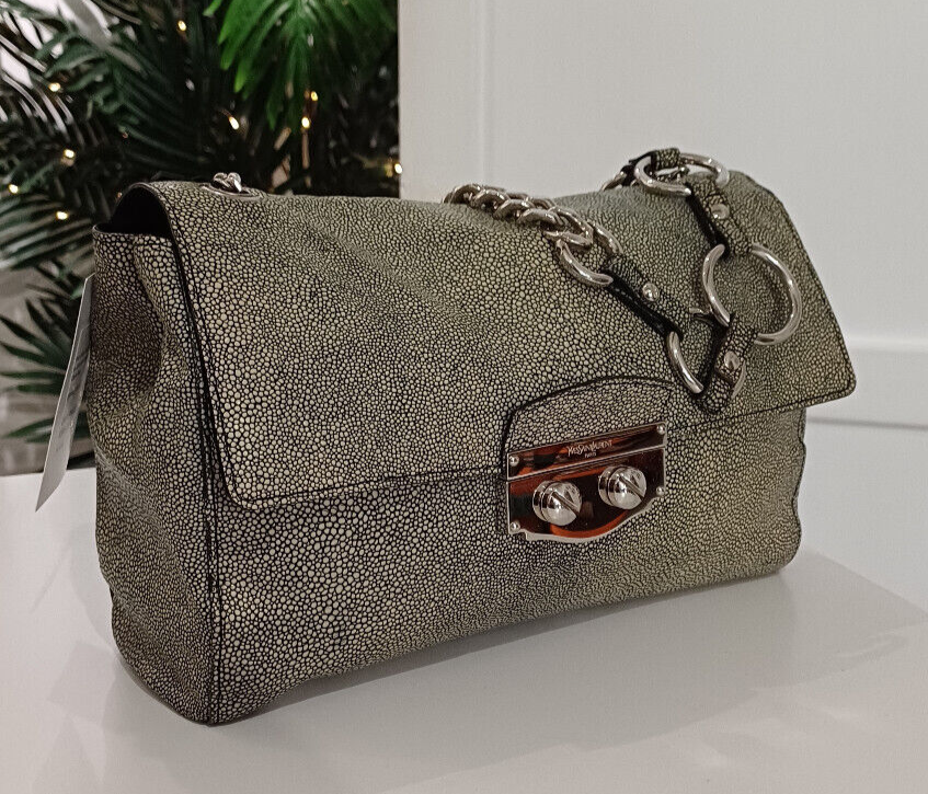 YSL Yves Saint Laurent borsa a tracolla in pelle blu scuro ERP £2.650 00