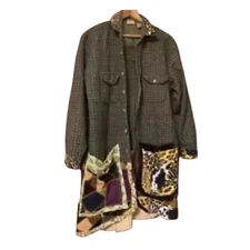 Upcycled Artsy Shacket Jacket L/XL Art To Wear Gypsy Patchwork Boho Festival