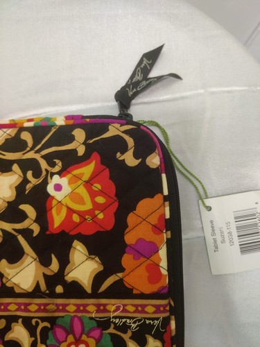 Custodia tablet trapuntata Vera Bradley nera floreale iPad borsa computer vintage ritirata - Foto 2 di 6