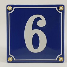 Emaille Hausnummer 6 Blau Weiß Hausschild Email Emailleschild Emailschild Nummer