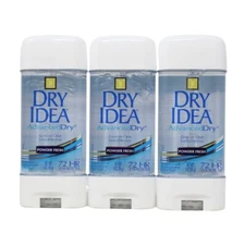 Pack of 3x Dry Idea Advanced Dry Clear Gel Deodorant, Powder Fresh, 3 Oz