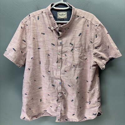 Flag & Anthem Casual Button Up Shirt Short Sleeve Size 2XL Comfort Beach Camp