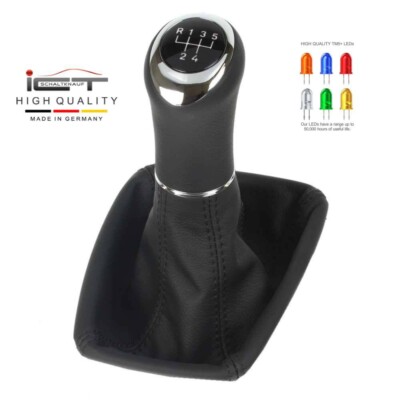 Pommeau De Levier De Vitesses 6 Vitesses Noir Cuir Pour Skoda Fabia I (6Y) - Avec Soufflet - NEUF