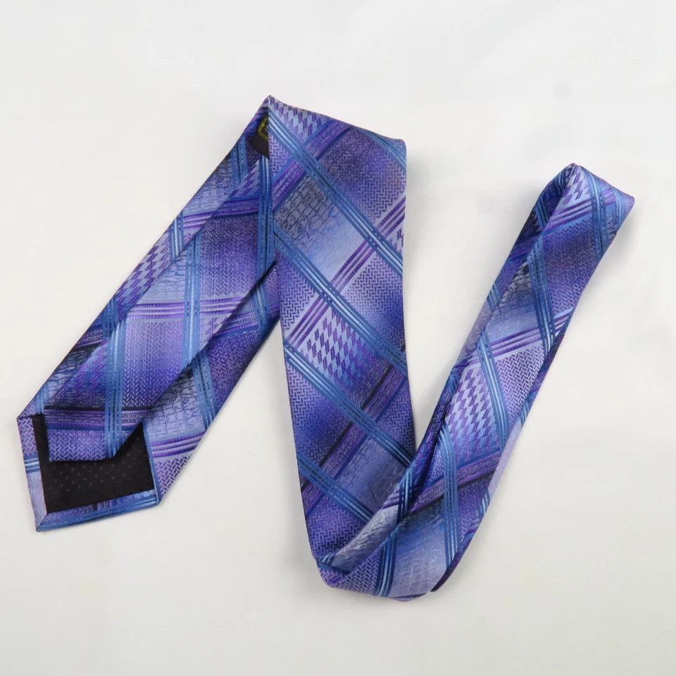 Stacy Adams Purple Striped Plaid Mens Formal Neck Tie 58x3 Narrow Dressy - Image 4 of 4