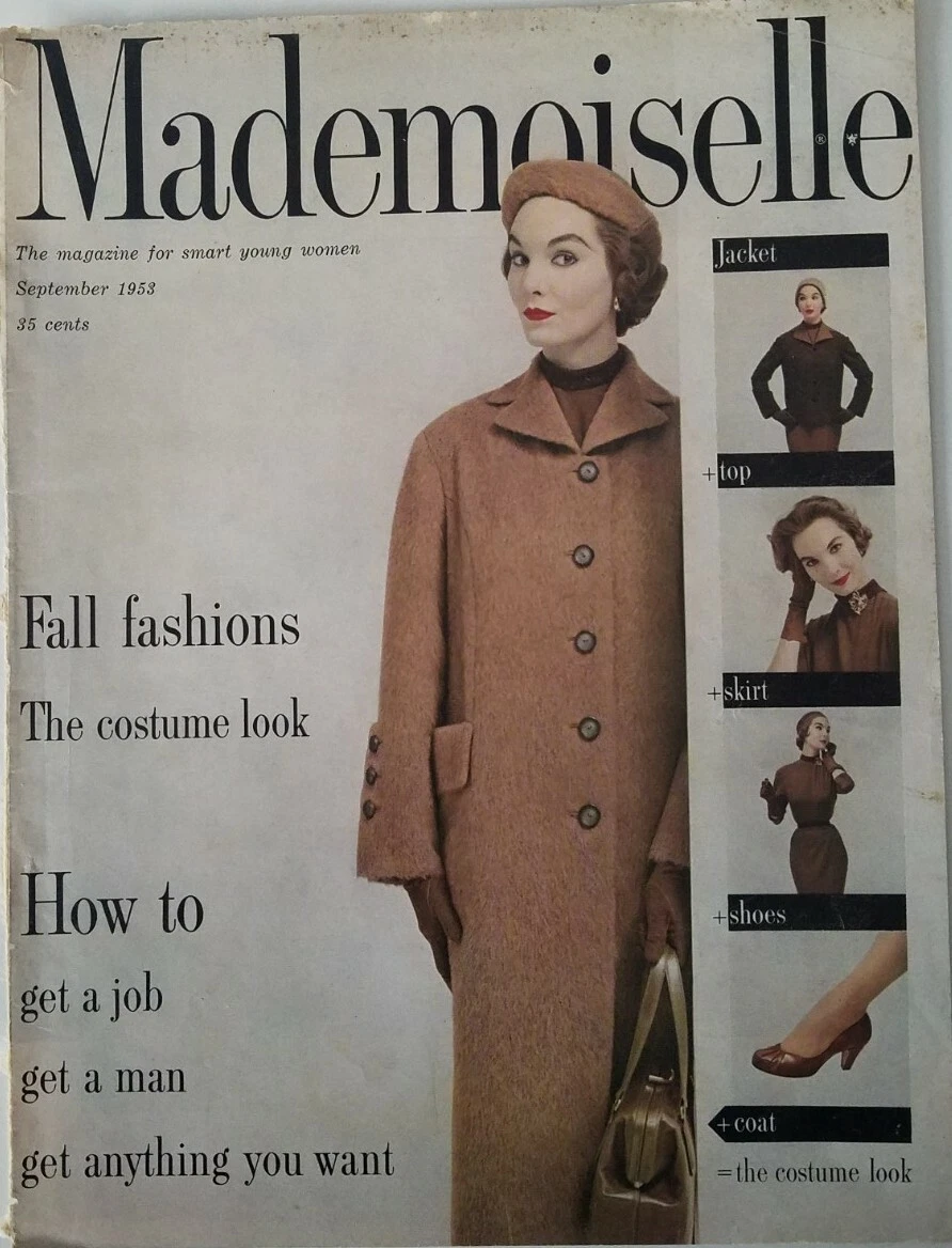 1953 Mademoiselle magazine womens fall coat fashion front cover