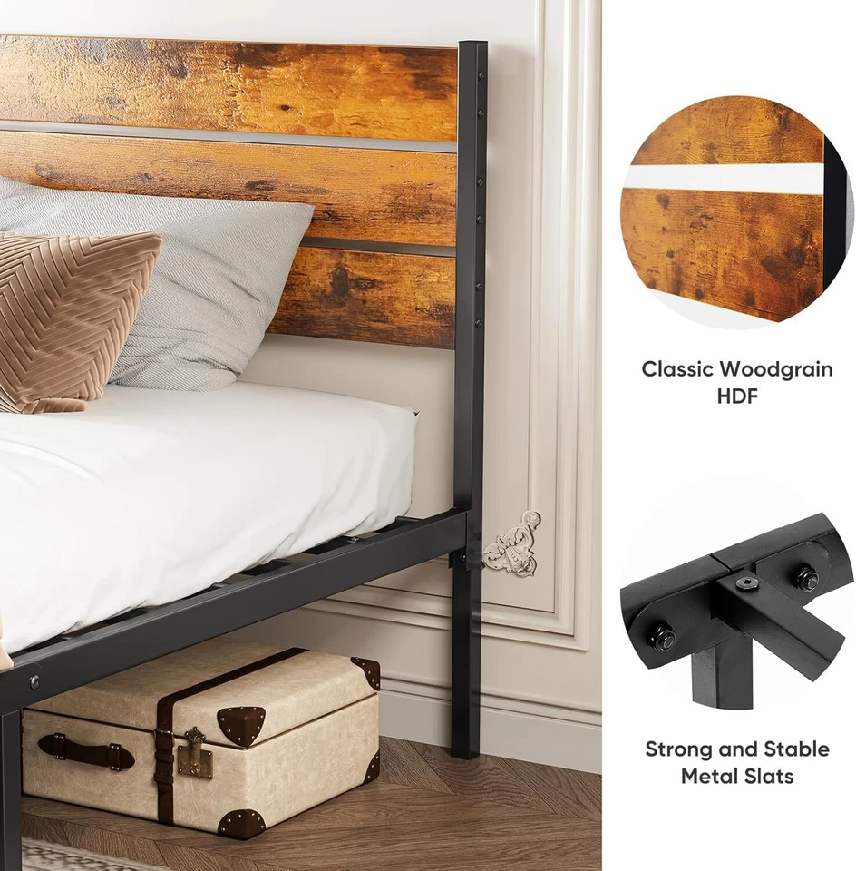 Twin Queen Full Size Sturdy Metal Platform Bed Frame w/ Headboard and Footboard - Image 4 of 4