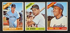 1966 Topps Baseball Lot 3 Cards Hoyt Wilhelm Luis Aparicio Tommy Davis