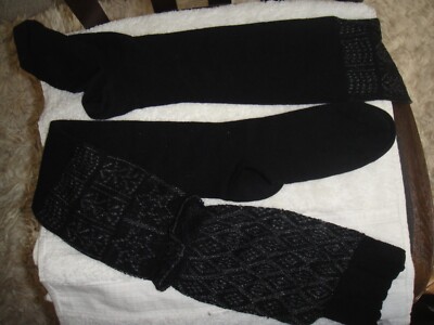 Falke Over Knee Seasons Black w/Top Silver Sparkle Socks Sz: US 8   10.5 Art 466