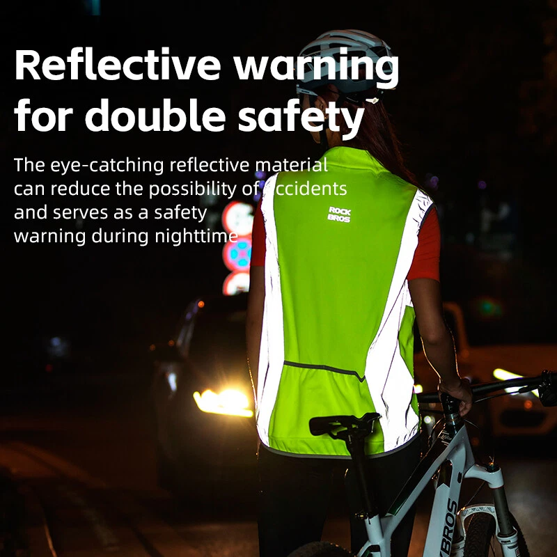 ROCKBROS Cycling Reflective Vest/Coat Sportswear Breathable Short Jersey Green - Image 3 of 4