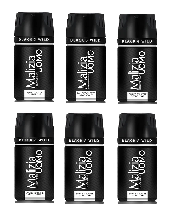 MALIZIA MIRATO Malizia Uomo Black & Wild Deodorant EdT 6 x 150ml