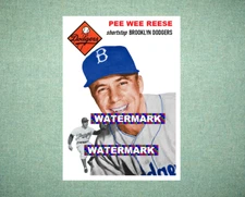 Pee Wee Reese Brooklyn Dodgers 1954 Style Custom Baseball Art Card