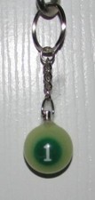 1 Inch Number 1 ONE LUMINOUS Mini POOL BALL Billiard Snooker KEYCHAIN Ring NEW