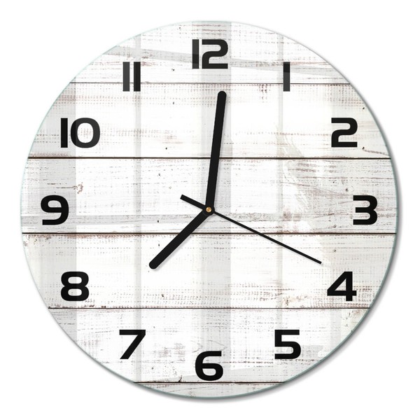 Runde Glas-Wanduhr Runde Glasuhr Wanduhr Holzwand Schwarze Zeiger Fi30 Cm-image