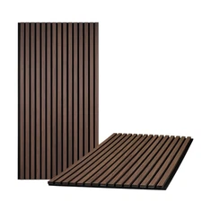 Wood Slat Wall Panels, 2 Pack Acoustic Panels 46.46" × 23.82", 3D Fluted Soun...