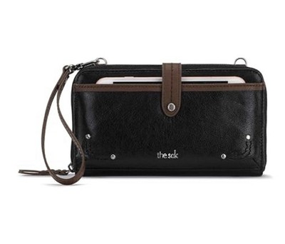 Womens, Iris Smartphone Crossbody Bag in Leather Black With Tan
