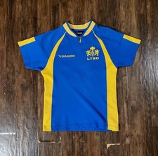 Vintage Diadora Soccer Jersey Youth Large Blue Gold #23