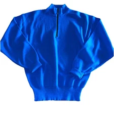 Meister Wool Blend Ski Sweater Men's Sz L Blue   1/4 Zip Pullover Vintage