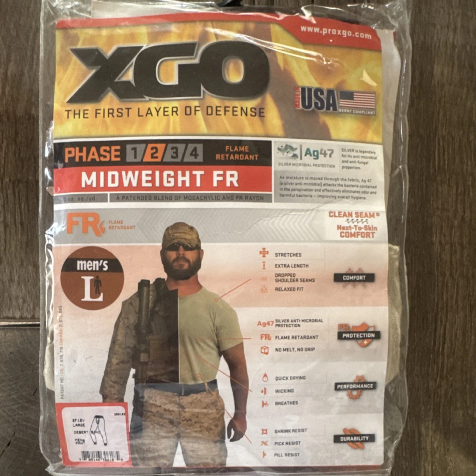 XGO Men's Midweight Flame Retardant Desert Sand Base Layer Pant
