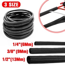 Car High Temperature Braided Wire Loom Black Split-Sleeve Heat Resistant Cover