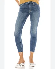 Mother Jean Womens 24 Looker Ankle Fray Skinny Big Sky Mid Rise Raw Hem