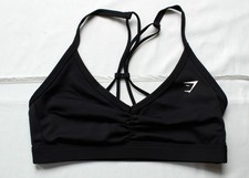 Gymshark Women's Ruched Light Support Strappy Sports Bra NN7 Black Small NWT