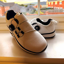 Men’s Spikeless Golf Shoes White/Black Hook & Loop Trainers EU 40 Low Top - New