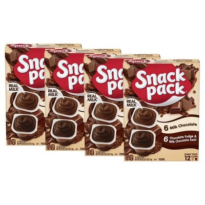 Milk Chocolate and Chocolate Fudge Pudding Cups Family Pack 12 Count 3.25 oz