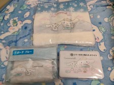 Cinnamoroll Ichiban Kuji Set, Blue Pouch, White Mirror Case, Tote Bag