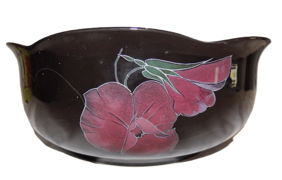 Mikasa Rondo EJ702 Tango Floral Black Oval Serving Bowl Oven To Table Japan VTG - Image 1 of 4