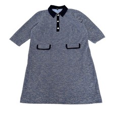 Talbots Contrast Tweed Sheath Dress Size 1X Blue 3/4 Sleeve