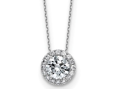 1,75 Karat (ctw D-E-F) Moissanit Halo Anhänger Halskette in 14K Weißgold mit