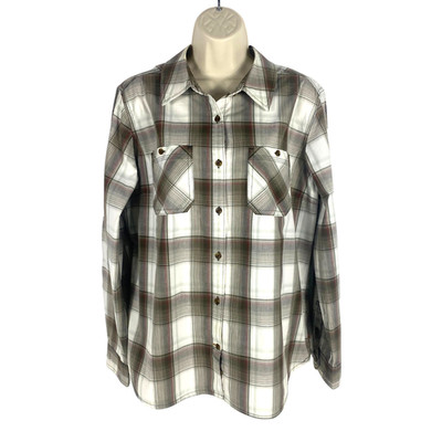 Carhartt Women s Plaid Button Down Shirt L 12/14 Roll Tab Sleeves Stretch Cotton