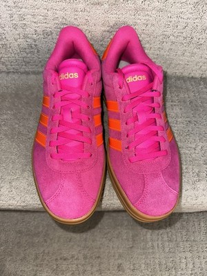 Adidas VL Court Bold Shock  Women's Sneakers Suede Pink Orange Size 7.5