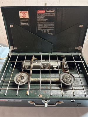 #ad Vintage 1991 Coleman Powerhouse 414 Dual Fuel 2 Burner Camping Stove Working $68.50