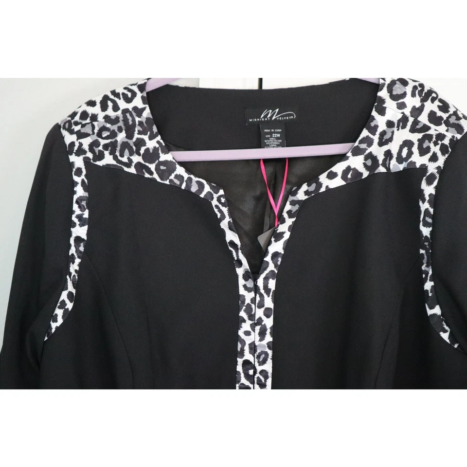NWT Midnight Velvet Black Animal Print Skirt Suit Women Plus 22W Work Party - Image 3 of 4