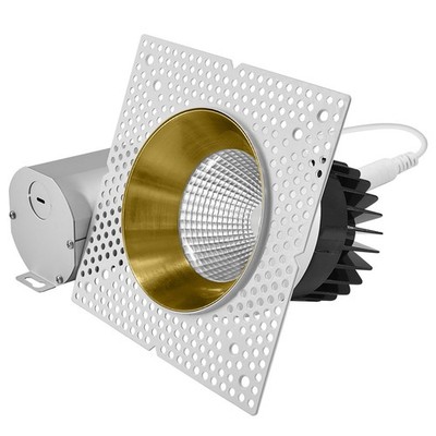LUXRITE 4'' LED Spotlight with Brass Trim 25W 2000LM 5CCT 60° Dimmable ETL Listed