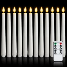 12 Pcs Flameless Taper Candles with Remote and Timer, 9.6 Inches Plastic LED Can
