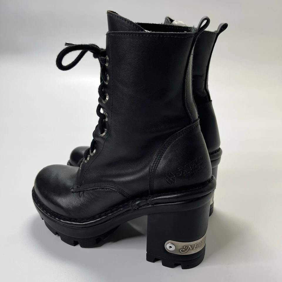 Nuevos Botines Rock M-NEOTYRE07x-s1 Cuero Gótico Negro Hechos en España-Talla 37 Foto 2 de 4