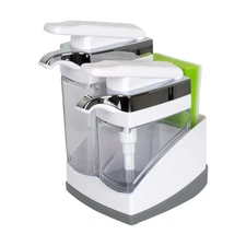 Casabella Sink Sider Duo - White & Chrome Soap & Sponge Holder (New)