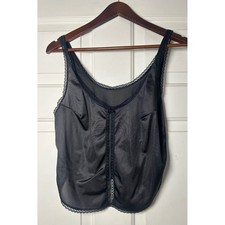Vintage Black Lace Trim Camisole Tank Top Lingerie Medium