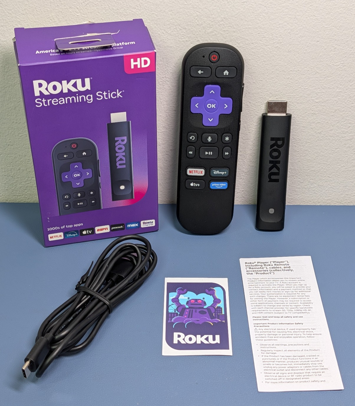 Roku Streaming Stick HD 3840R 1080p Voice Remote TV Controls New Open ...